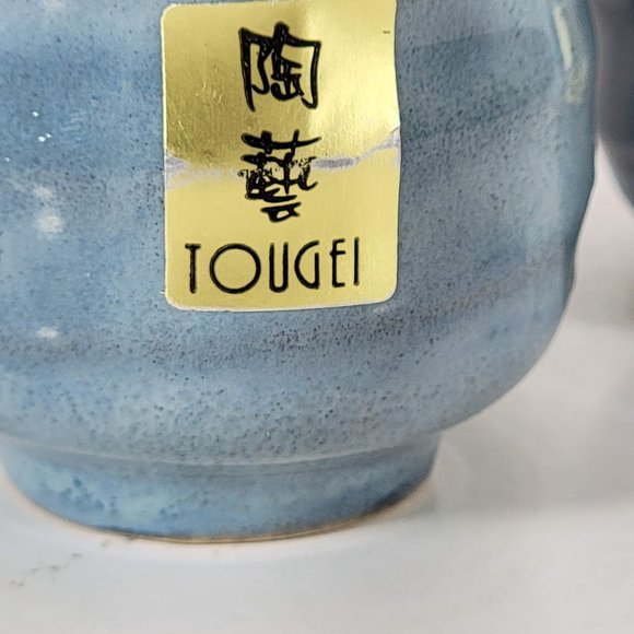 Ceramic Sake Set Japanese Blue Rice Wine Sake Soju Set of 4 Pieces Sake Cups - Picture 6 of 7